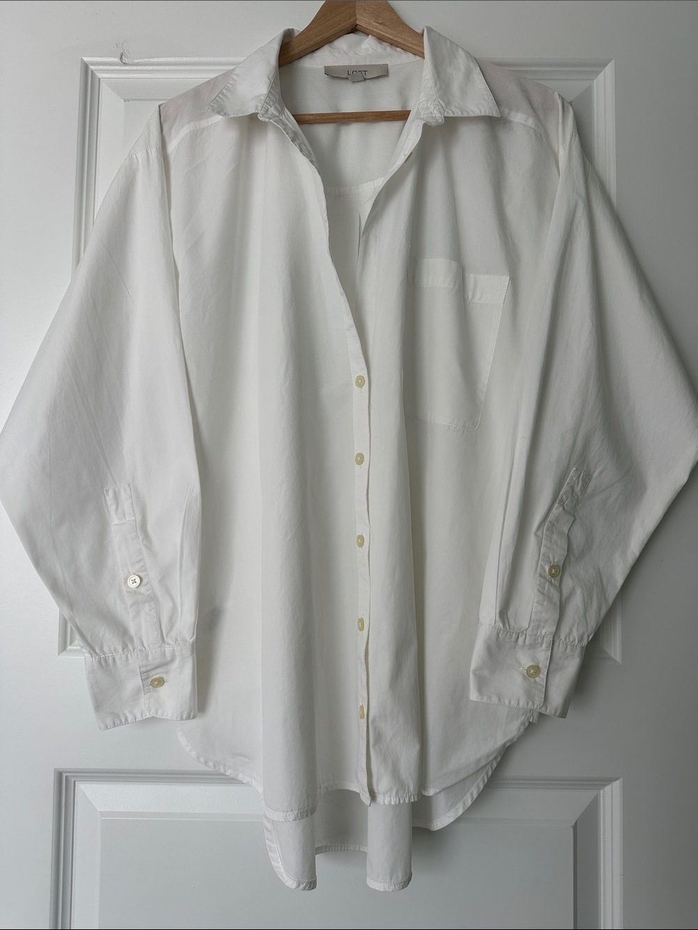 LOFT Oversized White Button-Down Shirt
